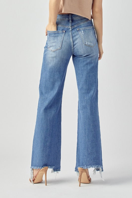 Jersey High Rise Wide Leg Jeans