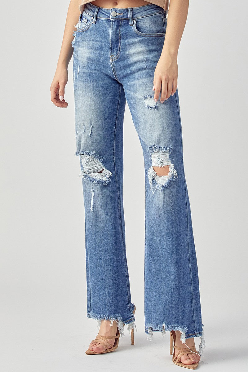 Jersey High Rise Wide Leg Jeans