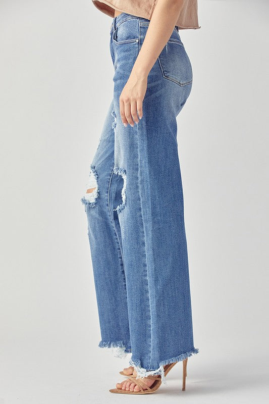 Jersey High Rise Wide Leg Jeans