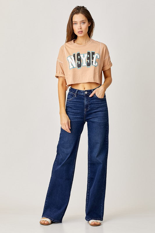 Dakota Mid Rise Wide Leg Jeans