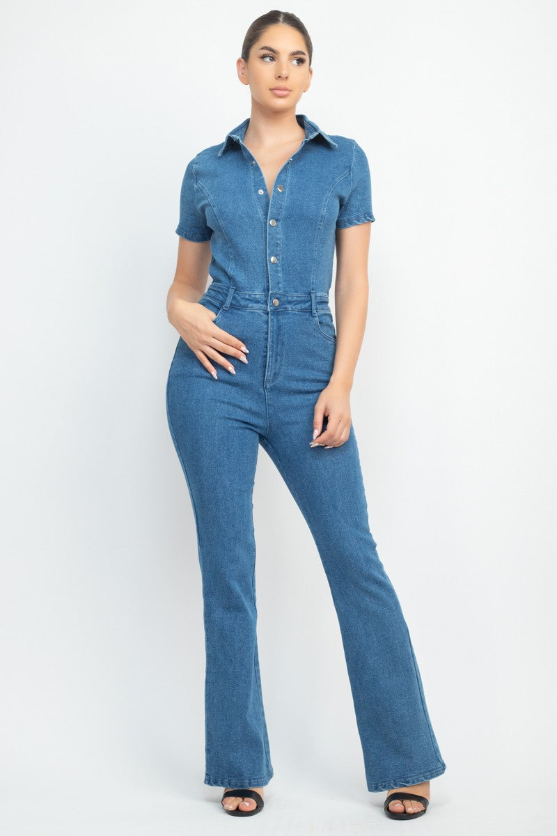 Bria Vintage Flare Denim Jumpsuit