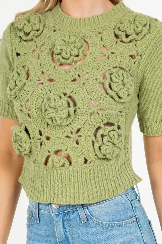 Sky Crochet Sweater Top