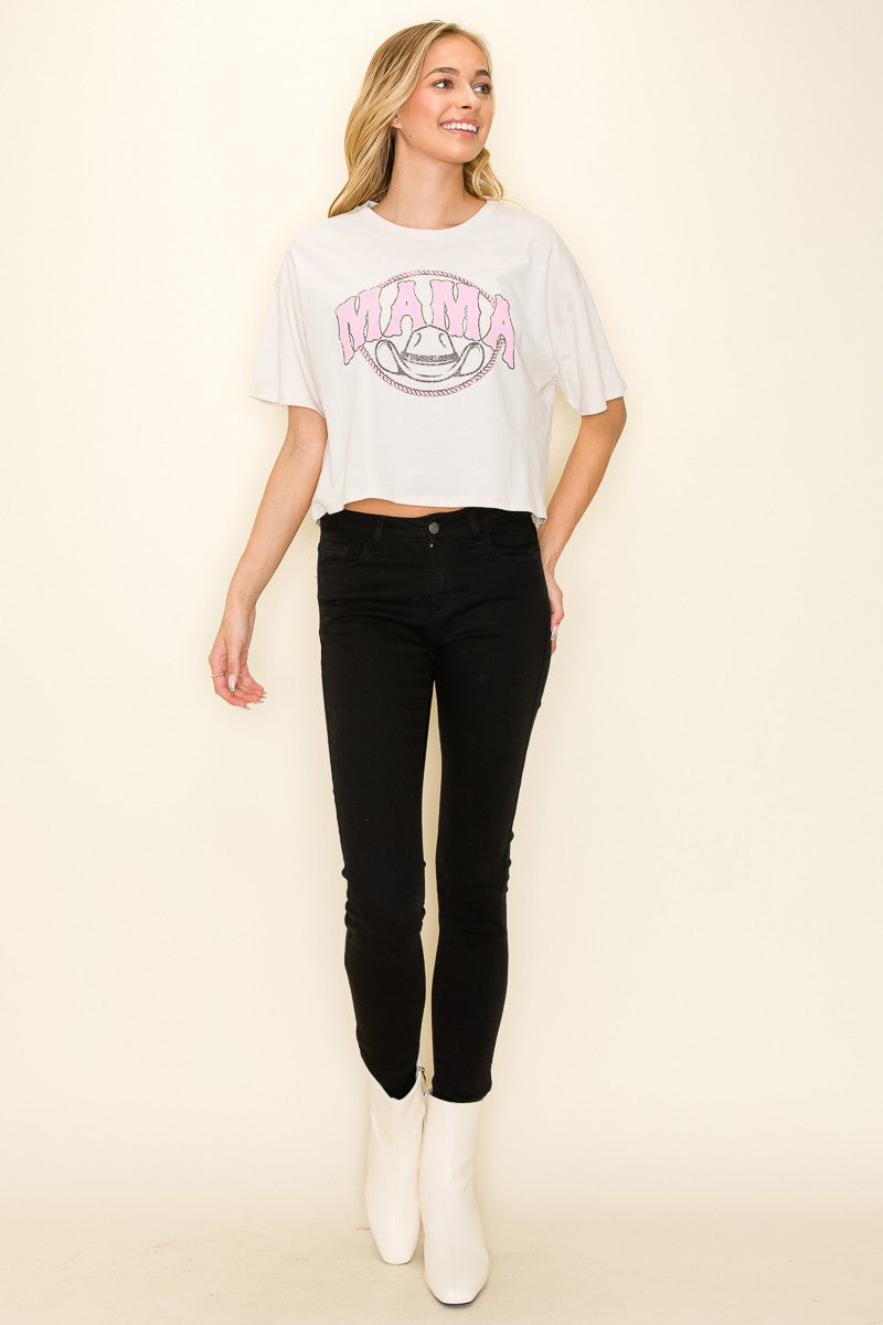 Mama Lose Crop Graphic Tee