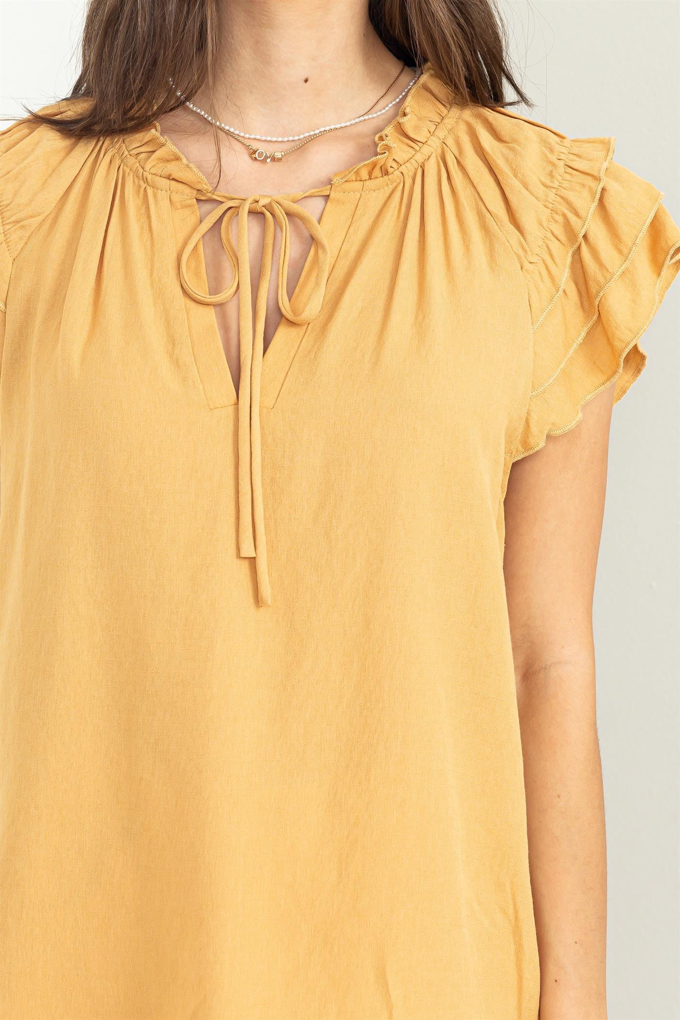 Sunny Tie-Neck Ruffle Top