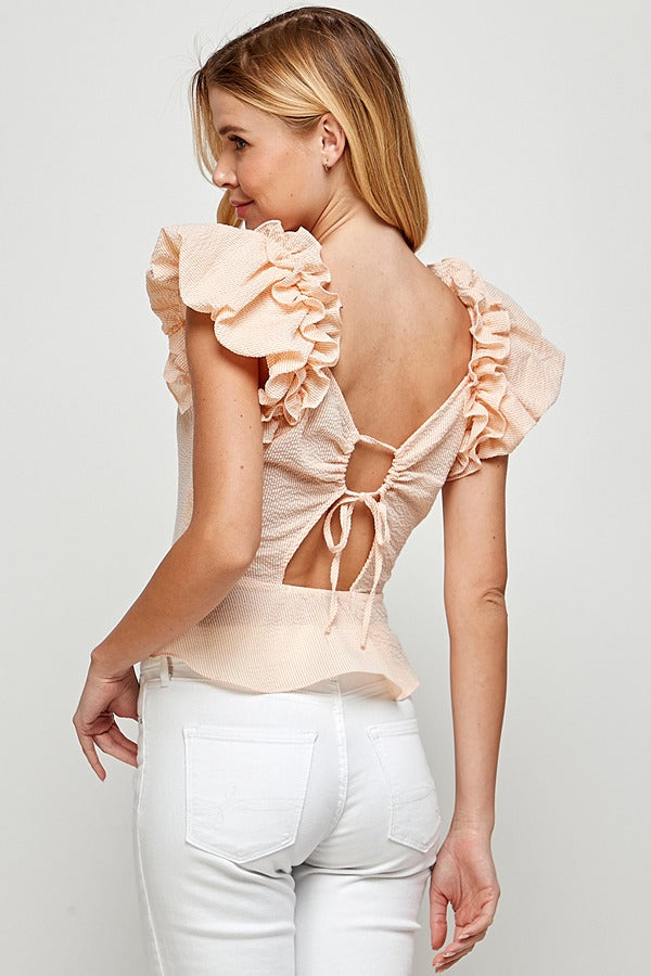 Peachy Flutter Sleeve Blouse