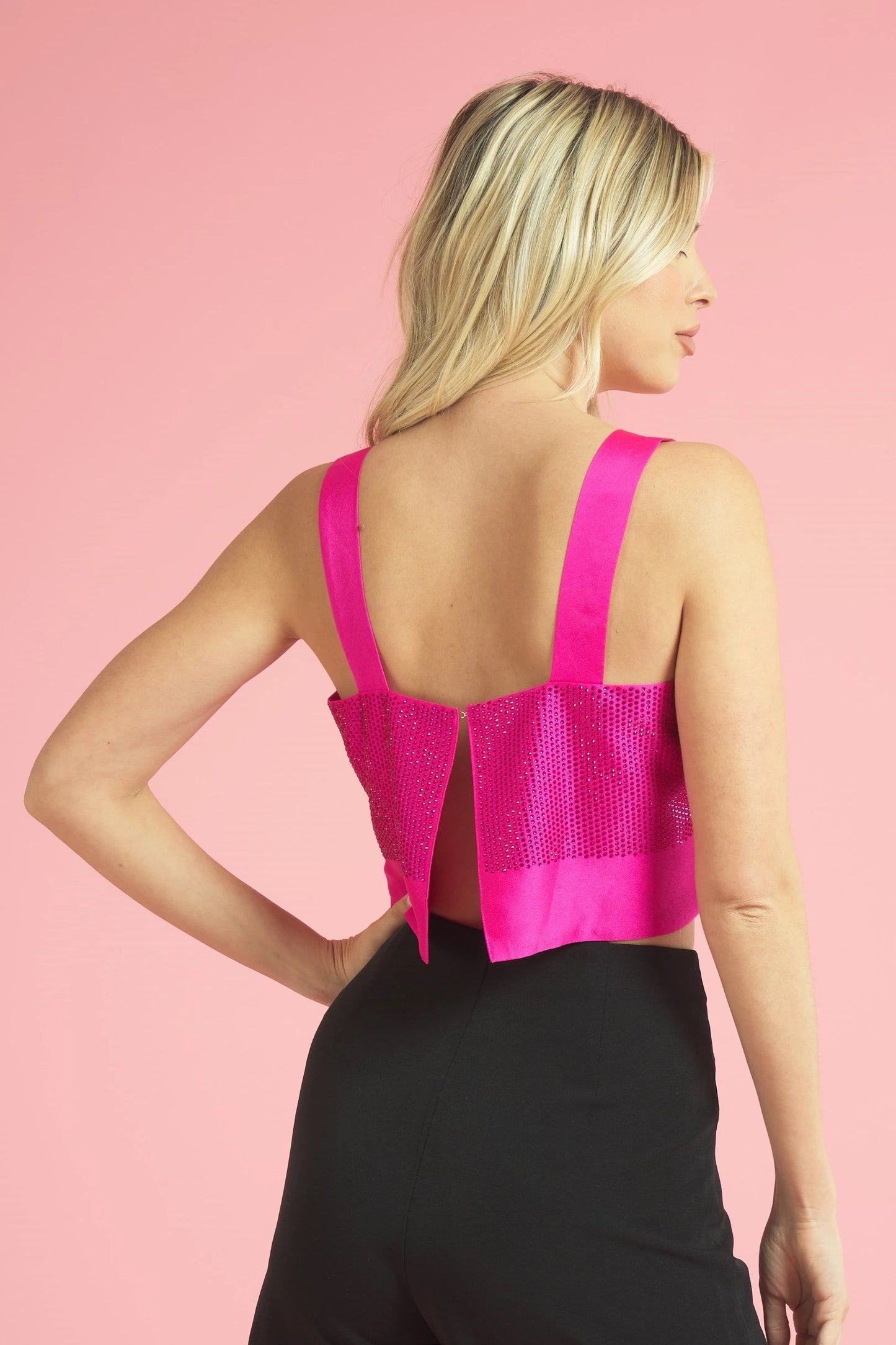 Miranda Rhinestone Crop Blouse