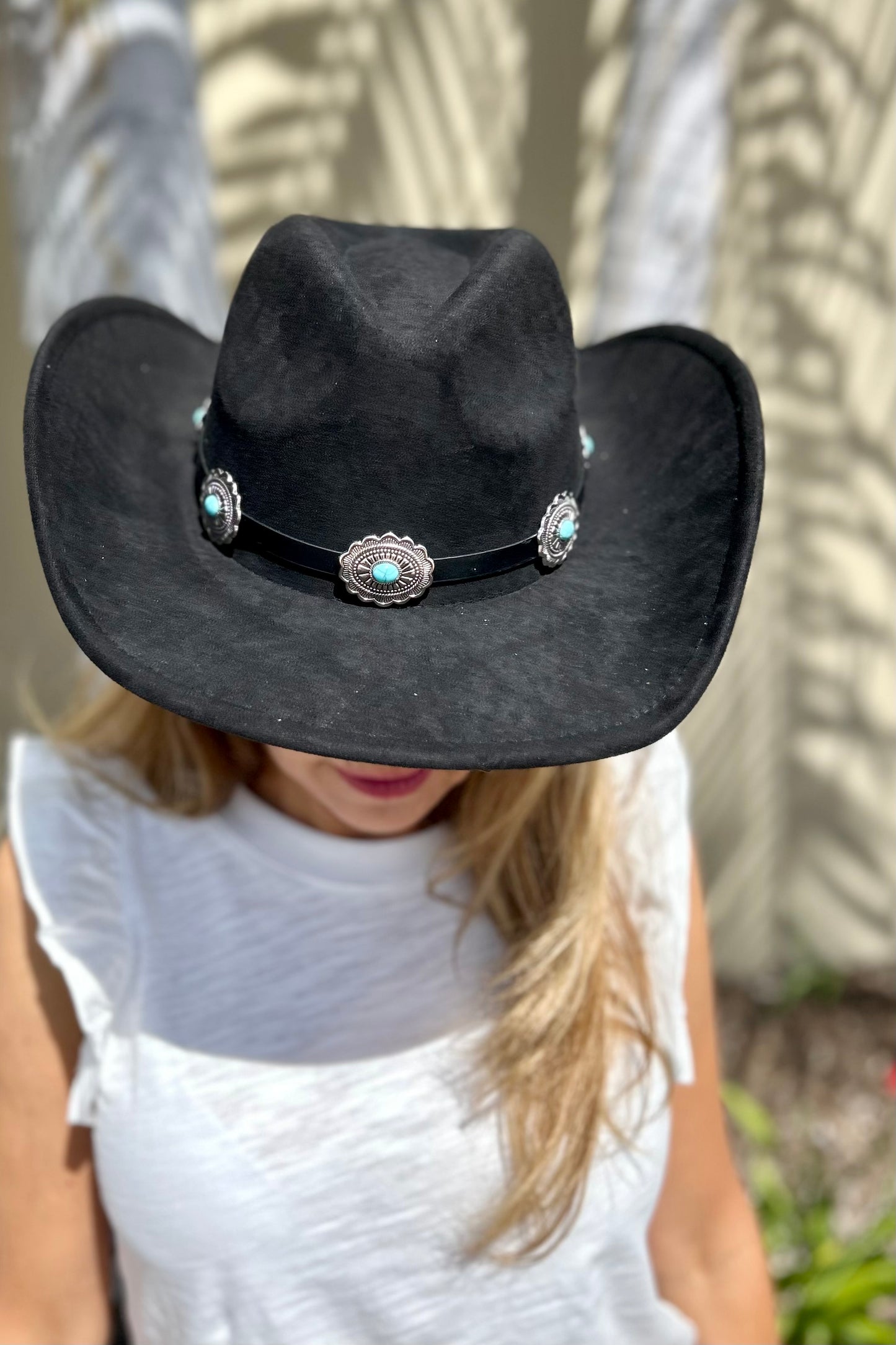 Arizona Scalloped Concho Faux Suede Cowboy Hat