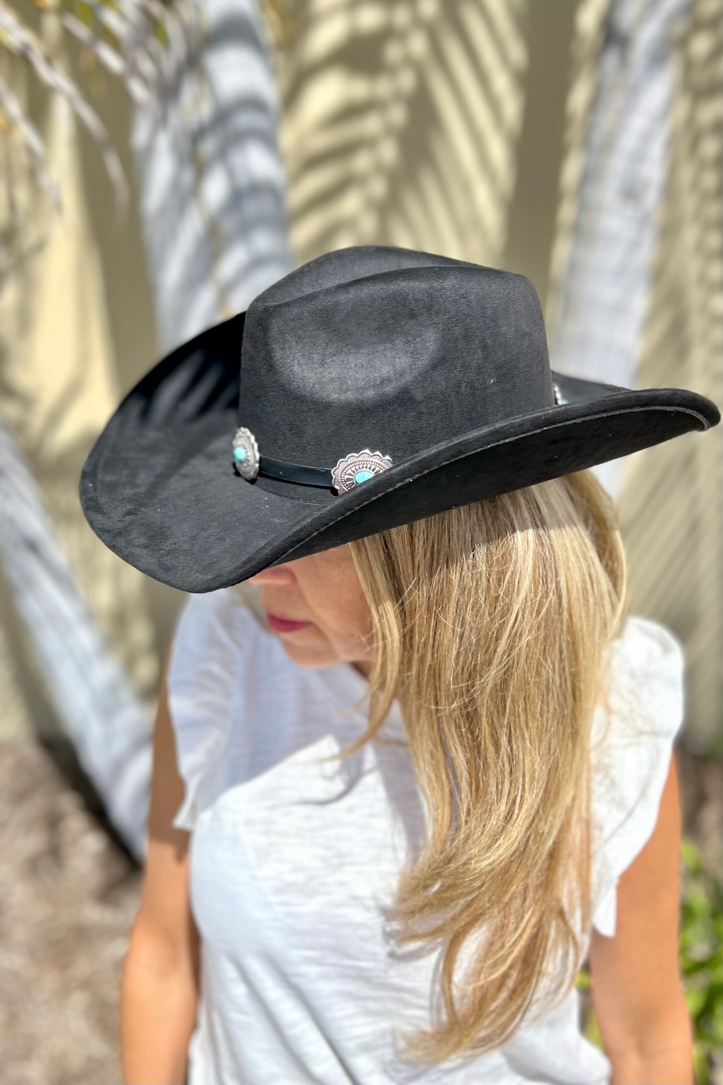 Arizona Scalloped Concho Faux Suede Cowboy Hat