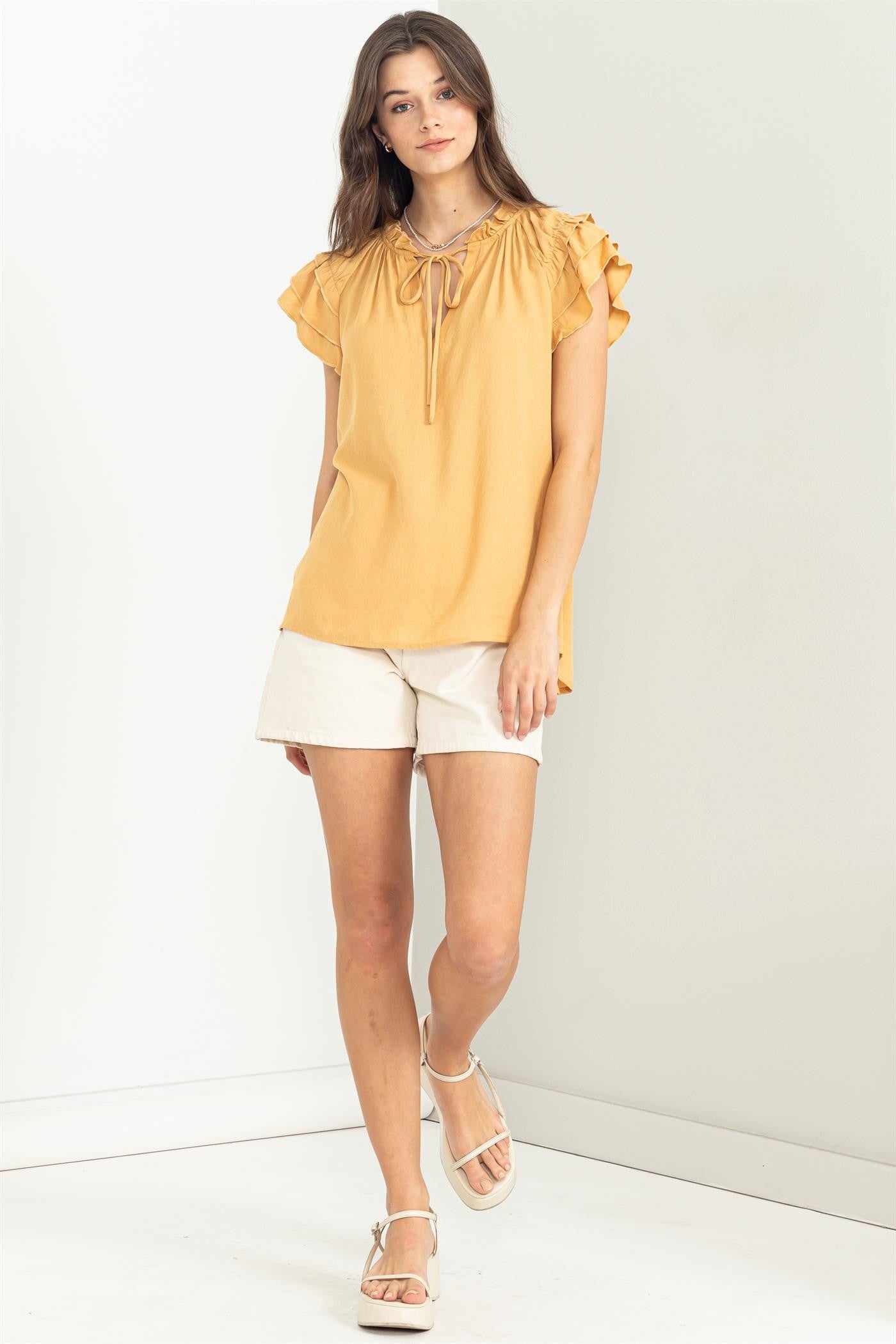 Sunny Tie-Neck Ruffle Top
