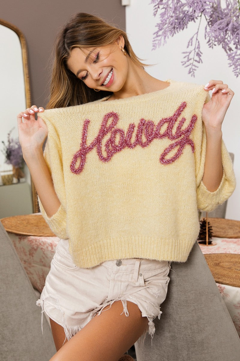 Pink Howdy Short Sleeve Sweater