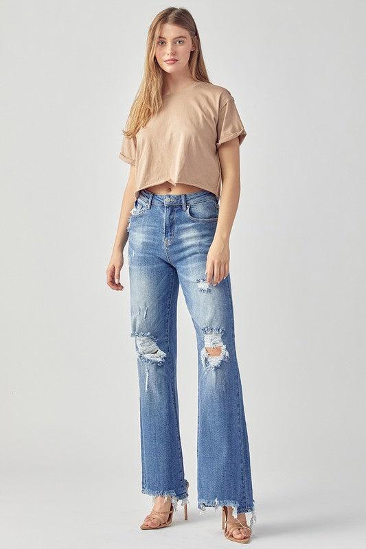 Jersey High Rise Wide Leg Jeans