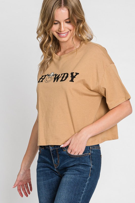 Howdy Lose Crop Graphic Tee