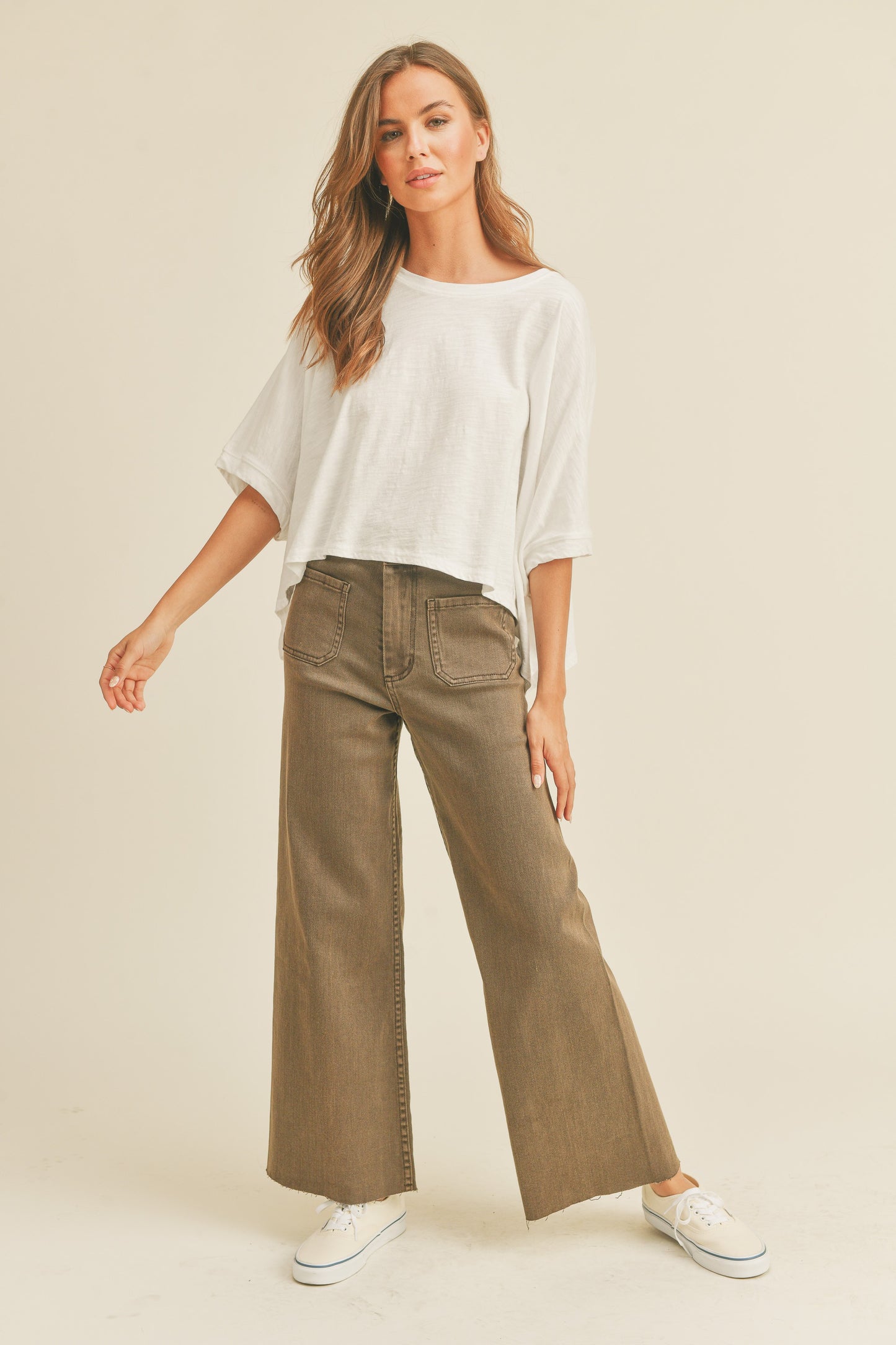 Brooks Straight Wide leg Cropped Jeans