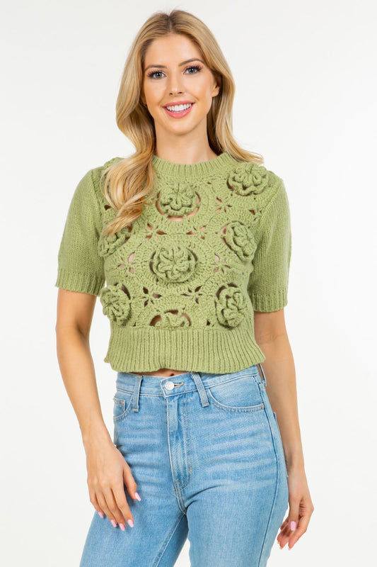 Sky Crochet Sweater Top