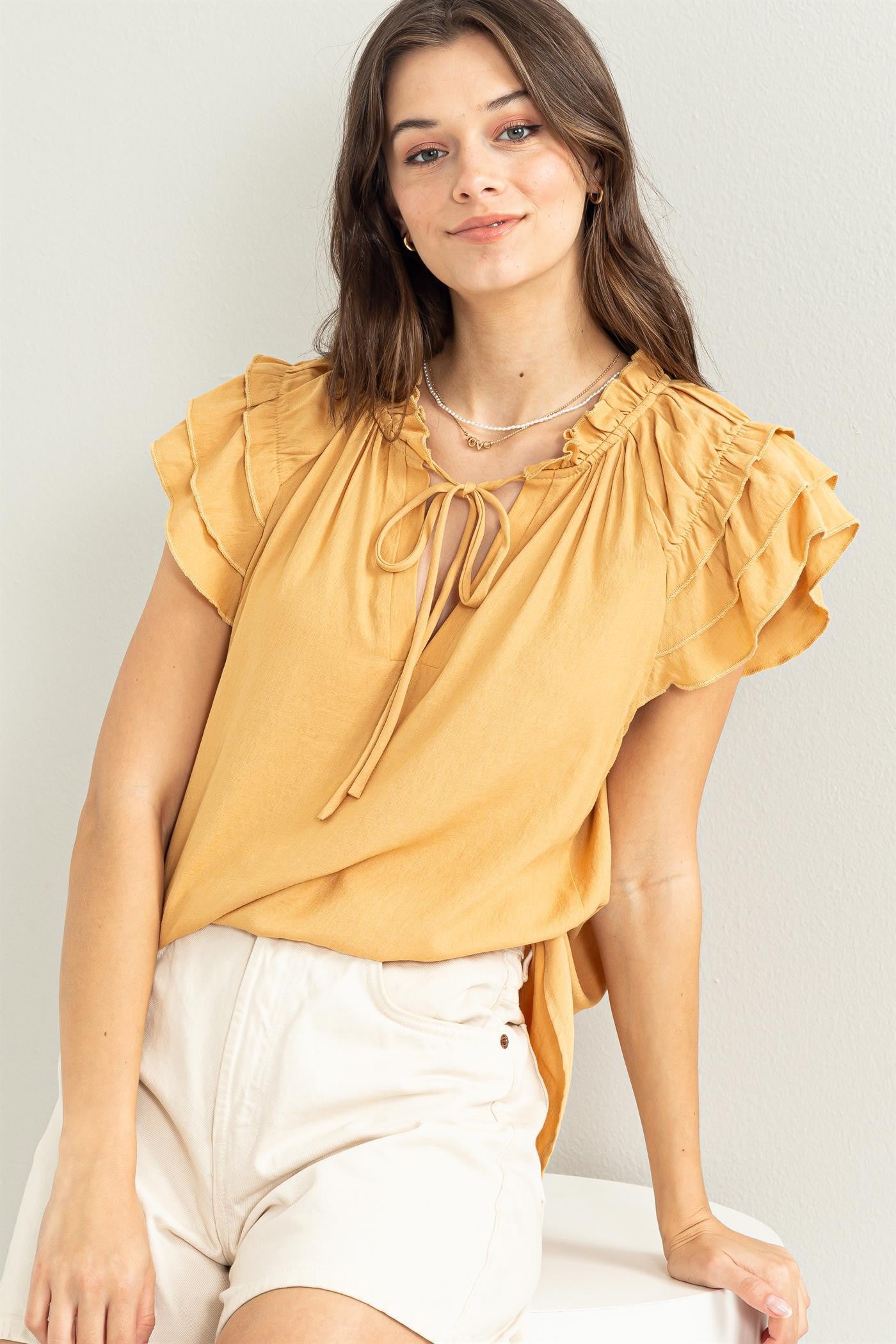 Sunny Tie-Neck Ruffle Top