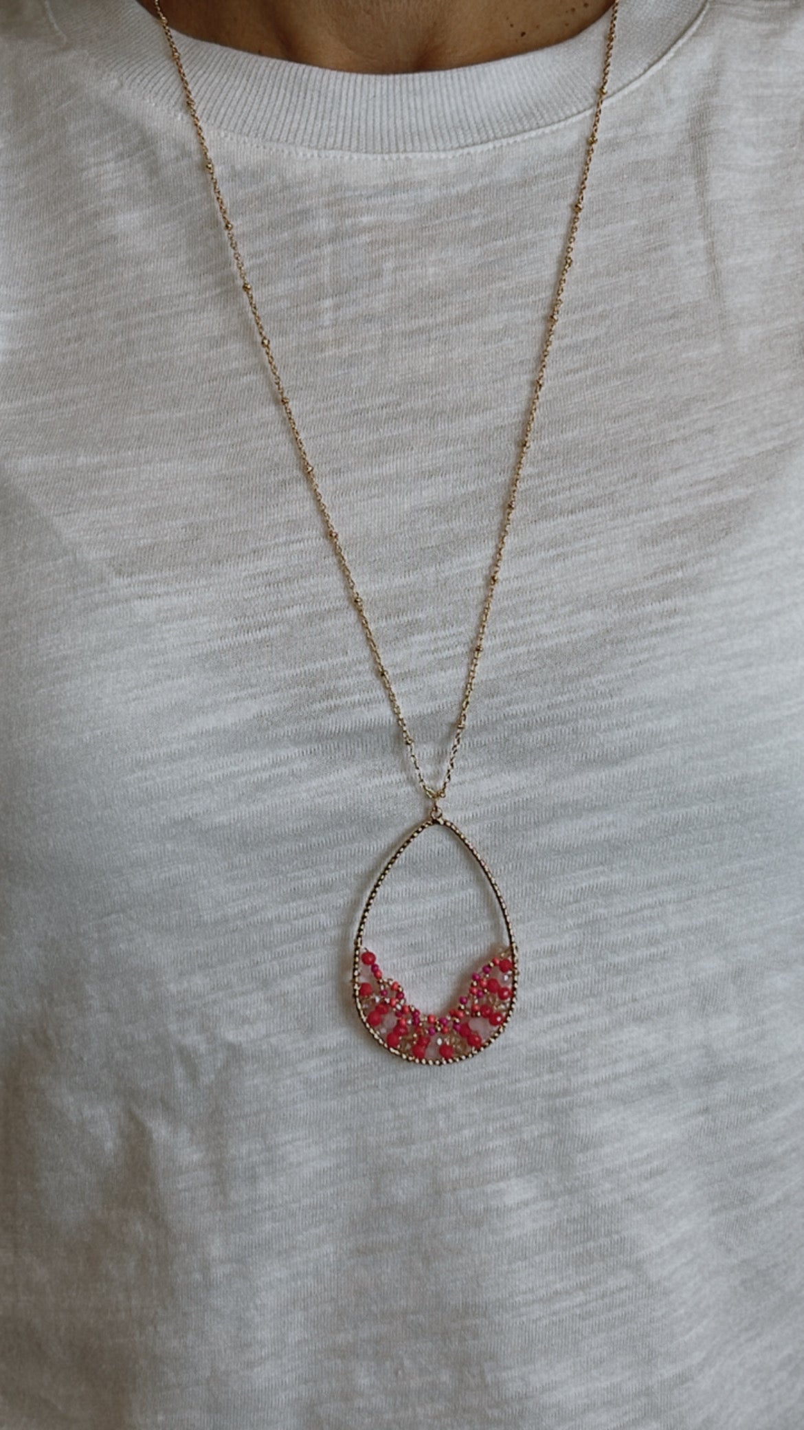Lena Pink Bead Fashion Necklace